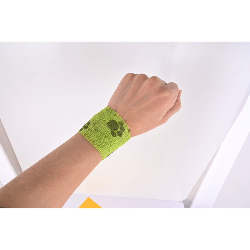 [Australia] - 3 Rolls Pet Vet Wrap Self Adhesive Pet Elastic Bandage Vet Wrap Tape for Wrist, Ankle Sprains & Swelling, 3 Colors with Dog Paw Pattern 