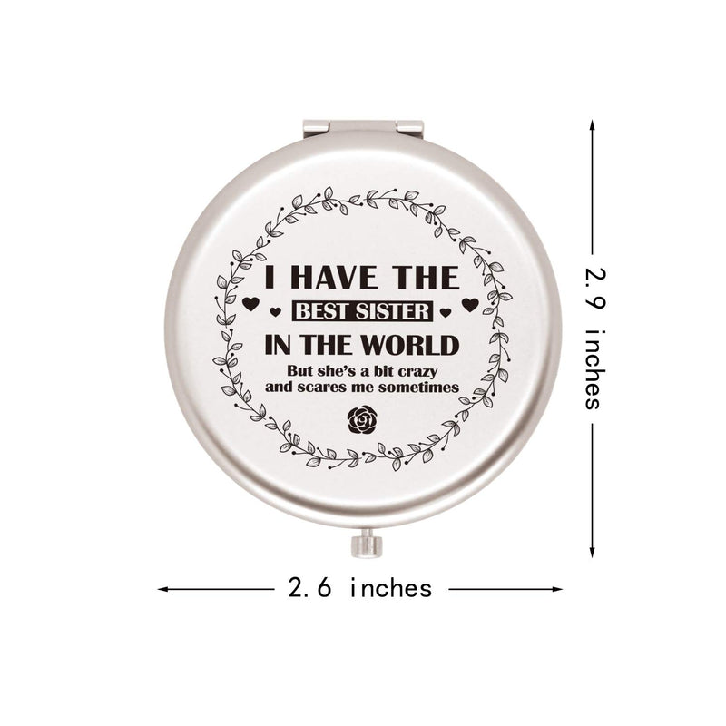 [Australia] - Muminglong Sister Gifts Frosted Compact Mirror for Sister from Sister,Brother, Birthday, Wedding Gifts Ideas for Sister-Best Sister (Silver) Silver 