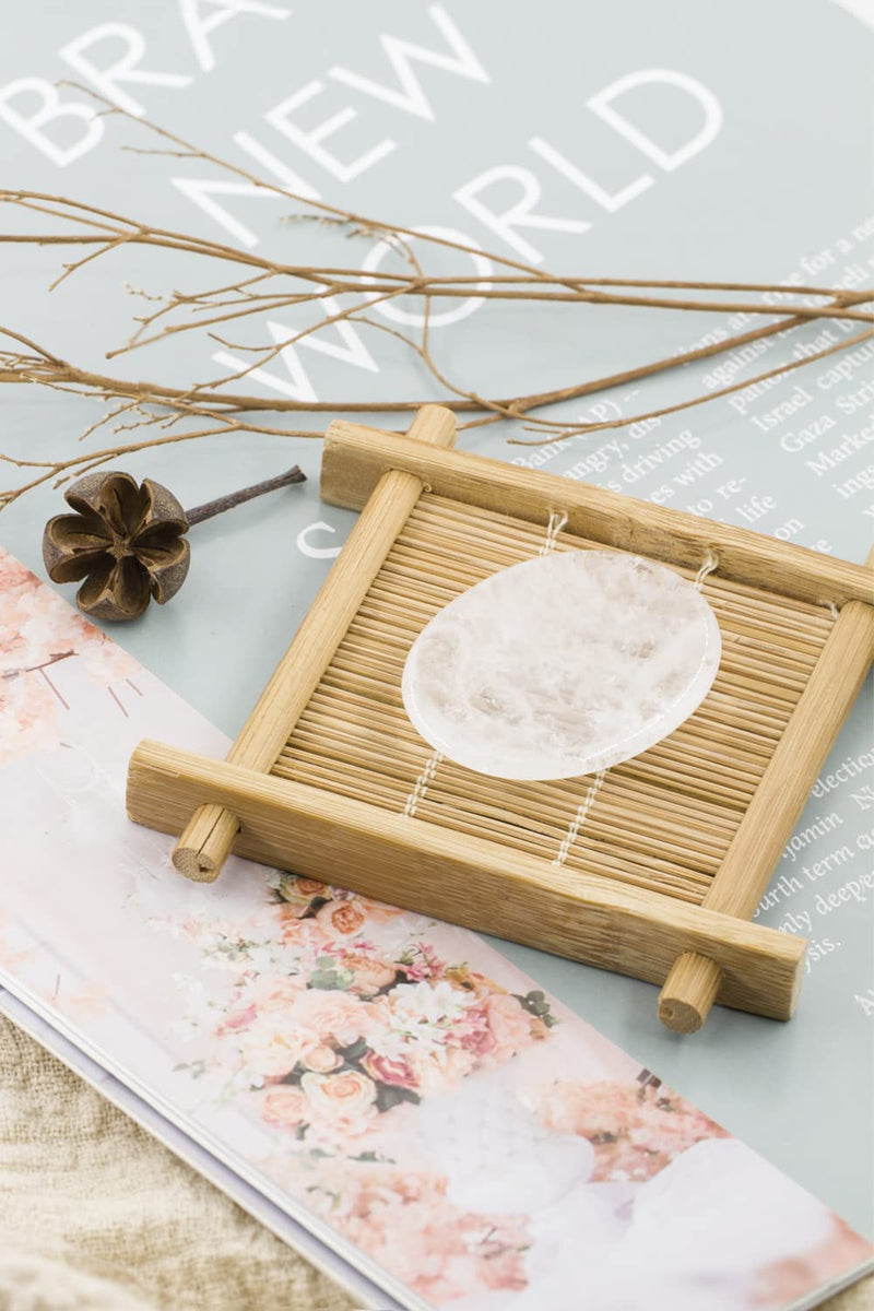 [Australia] - Ouubuuy White Clear Crystal Thumb Worry Stone Healing Crystal Gemstone Pocket Palm Stone - Anxiety Stress Relieve White Crystal 