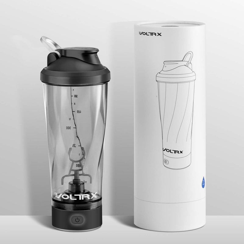 [Australia] - VOLTRX Premium Electric Protein Shaker Bottle, Made with Tritan - BPA Free - 600ml Vortex Portable Mixer Cup, USB C Rechargeable Shaker Cups for Protein Shakes (Black) Black 
