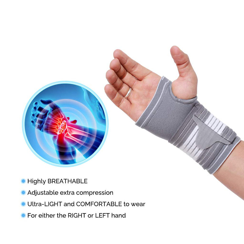 [Australia] - NeoTech Care Hand Palm Wrist Support, Gray (Size L, 1 Unit) Large (Pack of 1) 