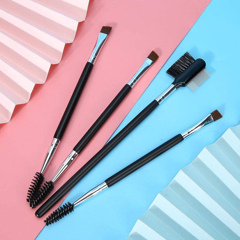 [Australia] - 4Pcs Professional Soft Hair Cosmetic Double Head Eyebrow Brush Eyelashes Comb Makeup Tool 