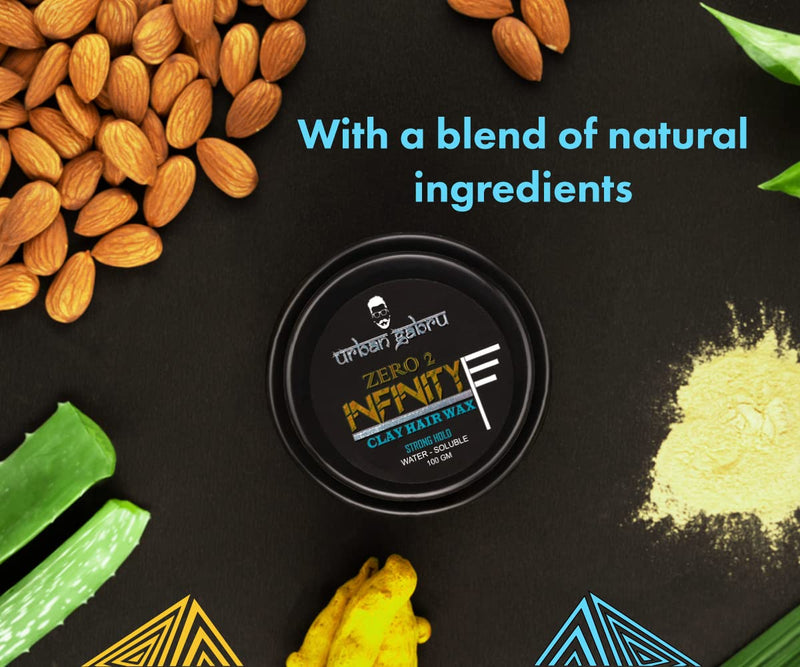 [Australia] - UrbanGabru Zero to Infinity Hair Wax for Men – Hair Clay, Pomade for Strong Hold & High Shine | Water Based Hair Styling Putties & Cream (3.5 Oz) 