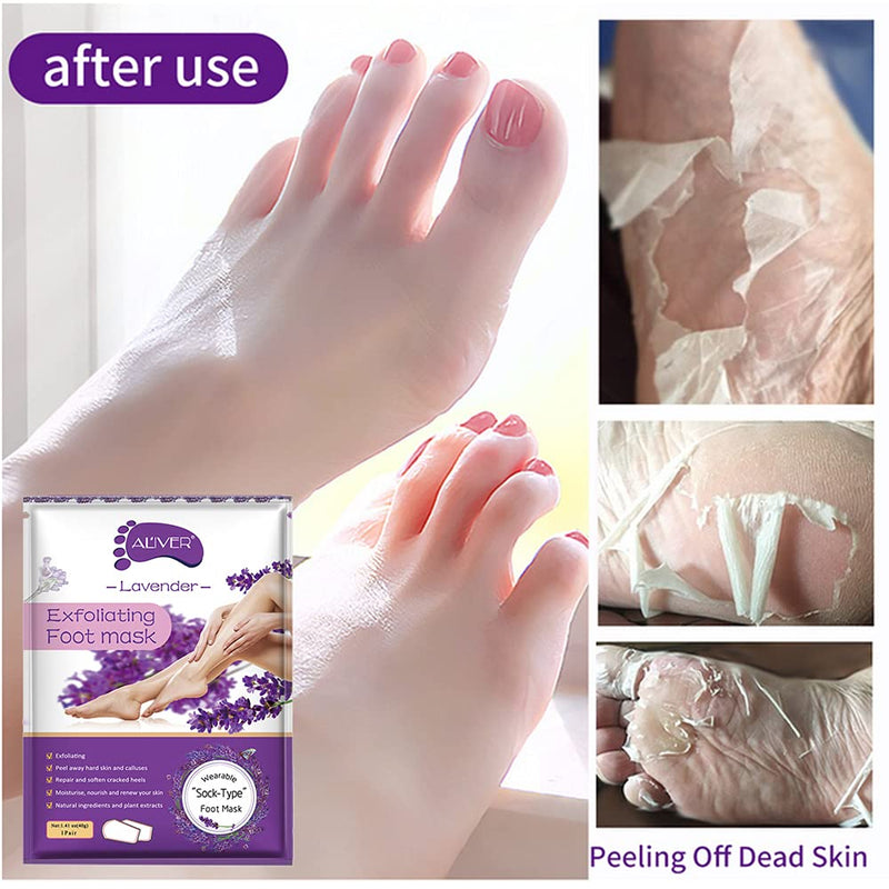 [Australia] - Foot Peel Mask 5 Pack, Lavender Exfoliating Foot Masks, Natural Exfoliator for Dry Dead Skin, Callus, Repair Rough Heels for Men Women 