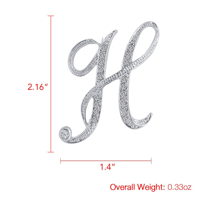 [Australia] - LiaSun A-Z 26 Letters Pins Brooches Silver Plated Metal Broaches Pins-Clear Crystal Initial Breastpin 1pcs-H 