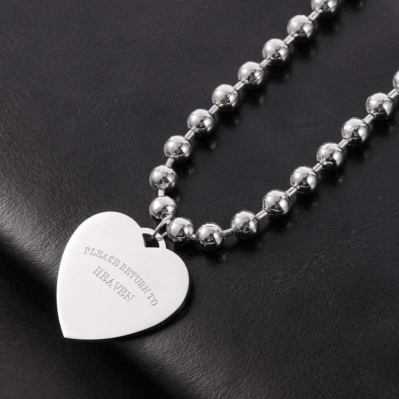 [Australia] - Womens iGirl Heart Pendant Necklace - Double Side Letter Necklace Stainless Steel Harajuku Female Symbol Gothic Streetwear Chain Necklace for Girls Heart Shape 