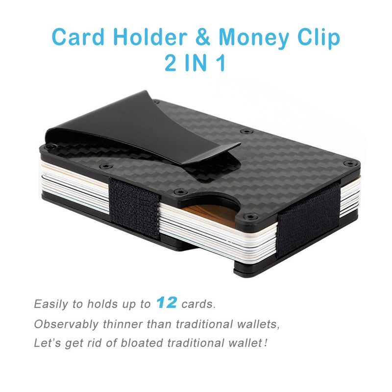 [Australia] - WeYingLe Carbon Fiber Slim Wallet Credit Card Holder RFID Blocking Anti Scan Metal Cash Clip 