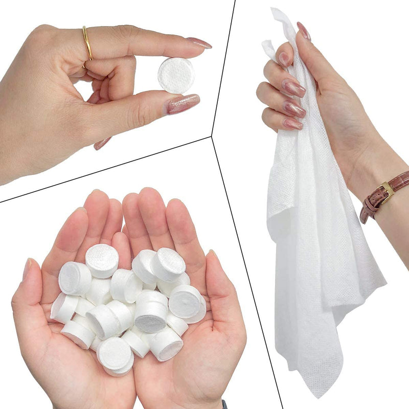 [Australia] - 100 Pieces Compressed Wipes, Compressed Towels Tablets, Portable Face Towels Tablets, Compressed Coin Tissue for Travel, Home, Beauty Outdoor Activities 