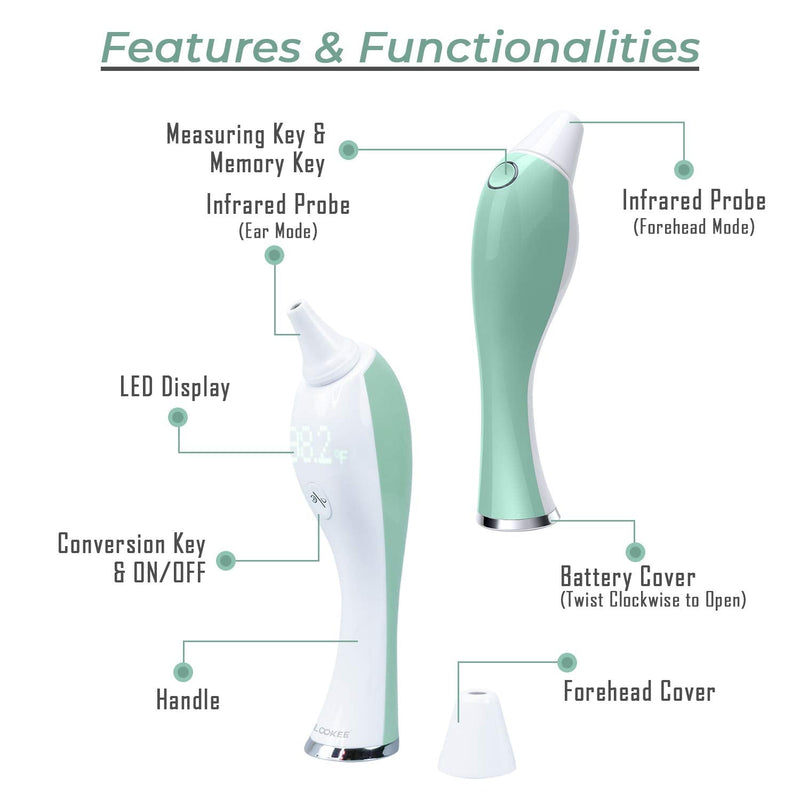 [Australia] - LOOKEE Breeze Infrared Forehead and Ear Thermometer for Adults, Kids, Babies, Infants | Touchless or Touch on Forehead | Medical Digital Fever Baby Thermometer with Large Front LED Display New Version 