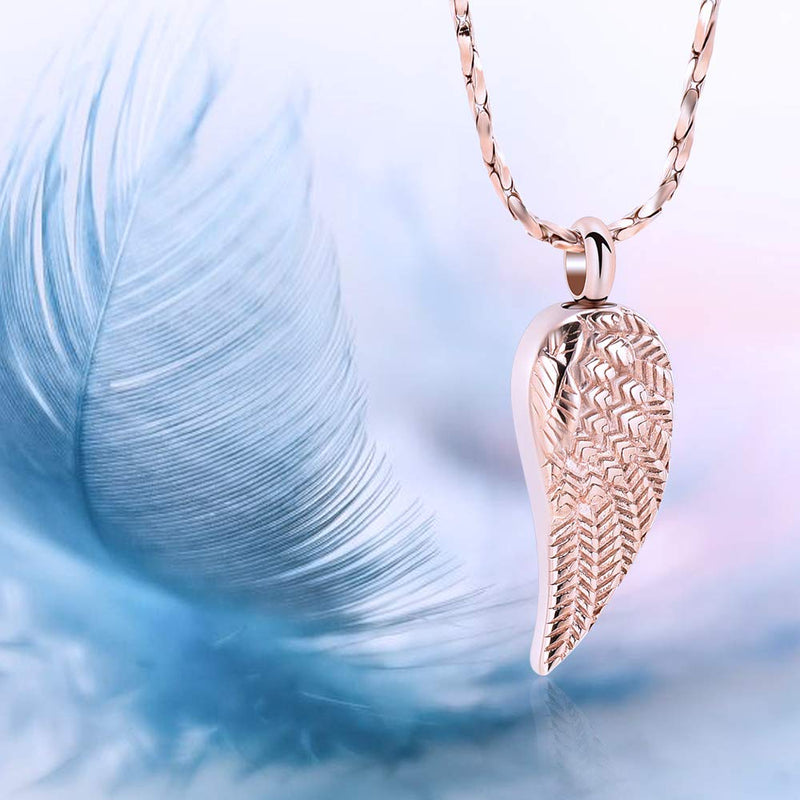 [Australia] - Imrsanl Angel Wings Cremation Jewelry for Ashes Pendant Stainless Steel Keepsake Memorial Urn Necklace for Human/Pets Rose Gold 