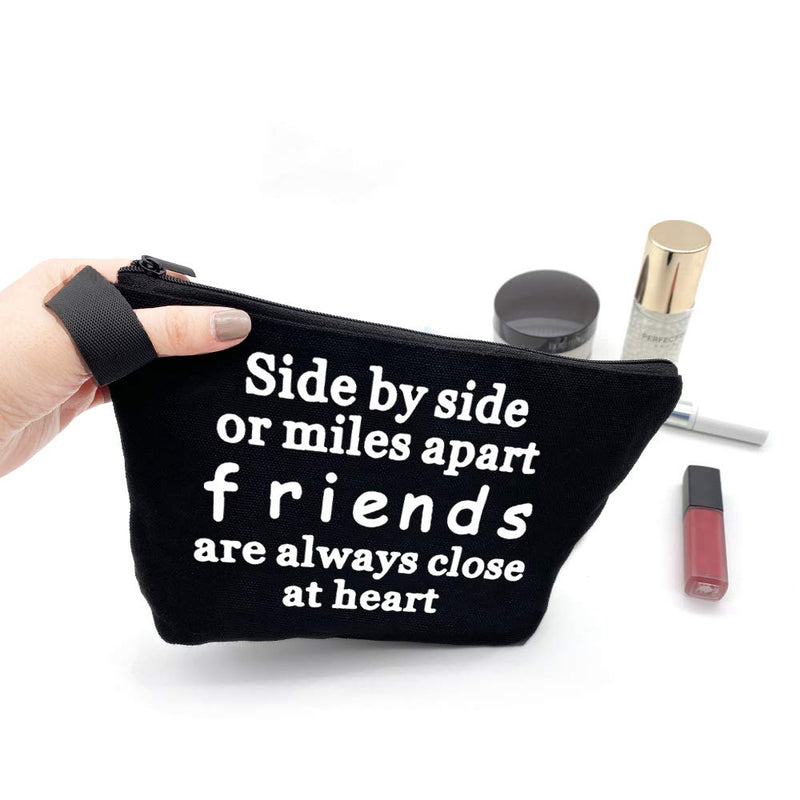 [Australia] - HomeLove Inc. Side By Side or Miles Apart Friends Are Always Close at Heart, Inspirational Black Cosmetic Makeup Bag Gift 