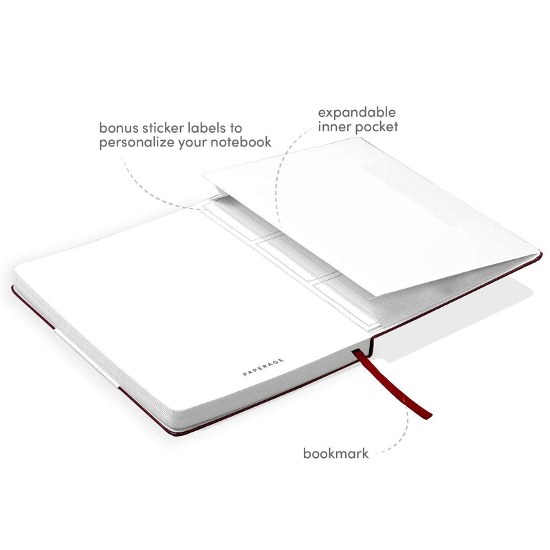 [Australia] - PAPERAGE Lined Journal Notebooks, 3 Pack, (Burgundy), 160 Pages, Medium 5.7 inches x 8 inches - 100 gsm Thick Paper, Hardcover Burgundy 