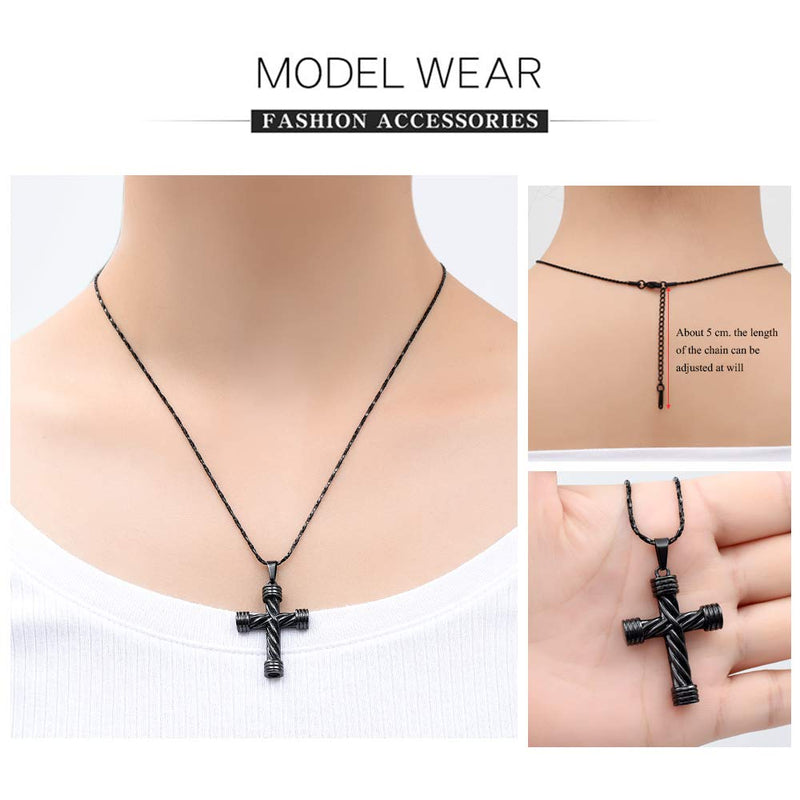 [Australia] - Imrsanl Cremation Jewelry for Ashes Cross Memorial Urn Necklace Pendant Keepsake Religious Cross Ashes Jewelry Black 