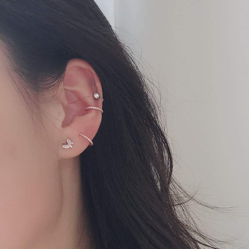 [Australia] - Huggie Cuff Clip On Cubic Zirconia 925 Sterling Silver Small Hoop Earrings for Women Teen Girls Cartilage Fashion Wrap No Piercing Ear Hypoallergenic 