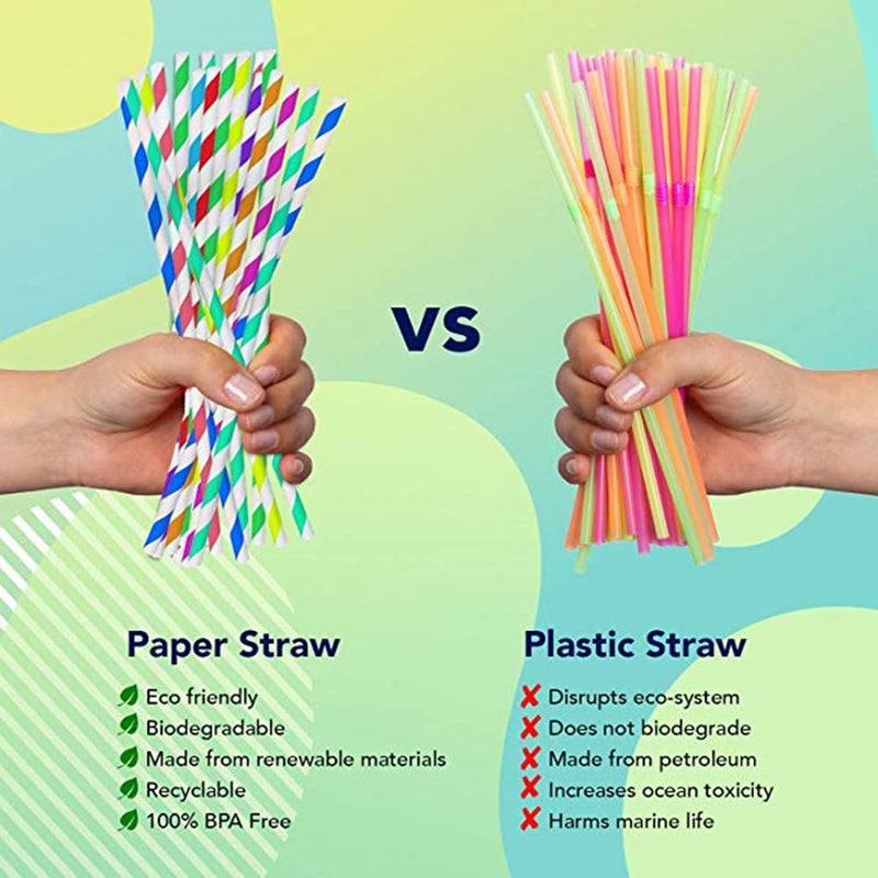 [Australia] - YYECO Disposable Gold and White Striped Paper Straws Metallic Gold Foil Paper Drinking Straws for Wedding, Celebrations, Party Supplies (100 Pack) 