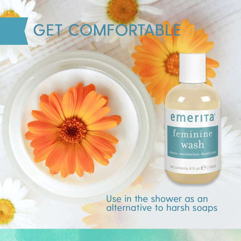 [Australia] - Emerita Feminine Cleansing & Moisturizing Wash | Gently Cleanses & Deodorizes | Formulated to Help Support Healthy Vaginal pH | Aloe, Chamomile | 4 oz 