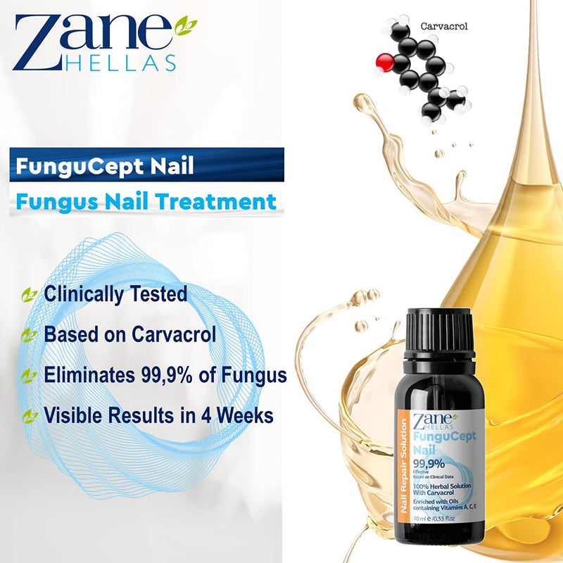 [Australia] - Zane Hellas FunguCept Nail. Fungal Nail Solution. Fungus Nail Solution for Discolored, Thickened, Crumbled, and Fungi Nails. Visible Results in 4 Weeks. 0.33 oz -10ml 