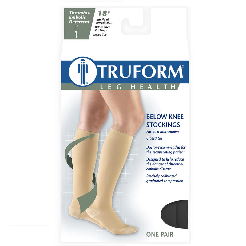 [Australia] - Truform Surgical Stockings, 18 mmHg Compression for Men and Women, Thigh High Length, Closed Toe, Black, X-Large X-Large (1 Pair) 