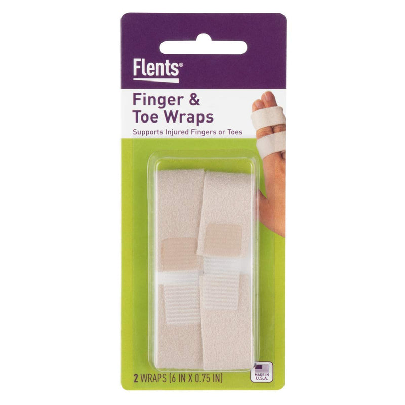 [Australia] - Flents Finger & Toe Wraps, Compression Bandage Supports & Aligns, 2 Straps with Hook & Loop Closure Black 