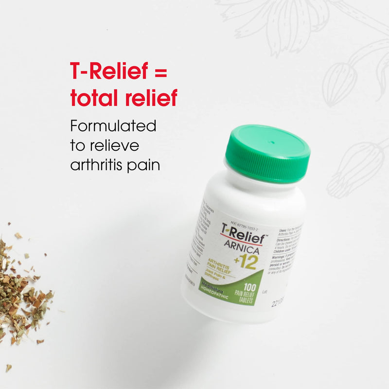 [Australia] - T-Relief Arthritis Arnica +12 Pain Relieving Natural Medicines Help Reduce Soreness, Stiffness, Aches & Pains in Joints Naturally - Gluten-Free - 100 Tablets 100 Count (Pack of 1) 