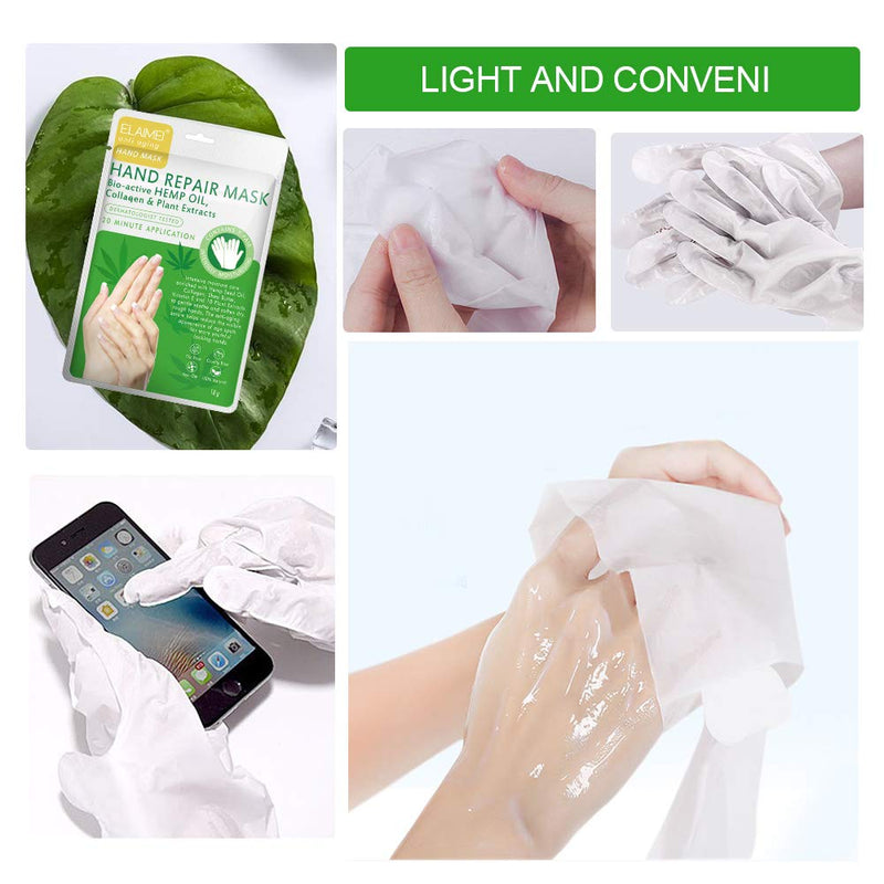 [Australia] - Hand Peel Mask 5 Pack, Moisturizing Gloves, Exfoliating Hand Peeling Mask, Hand Mask, Moisture Enhancing Gloves for Dry Hands, Repair Rough Skin Remove Dead Skin for Women or Men (Green) Green 