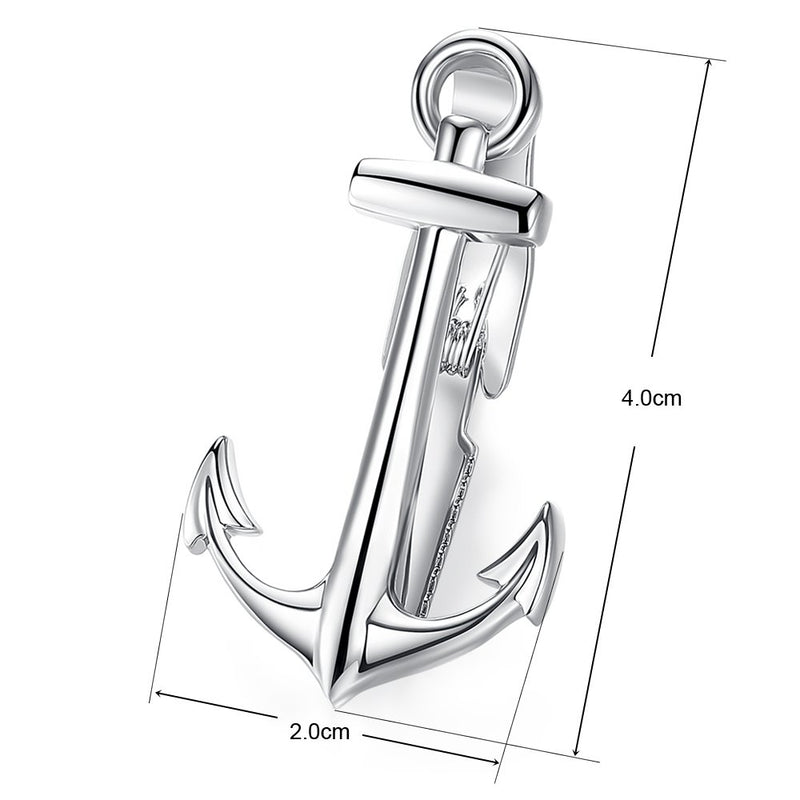 [Australia] - HONEY BEAR Mens Boys Tie Clip Bar Skinny Nautical Anchor for Narrow Tie Gift 4cm 