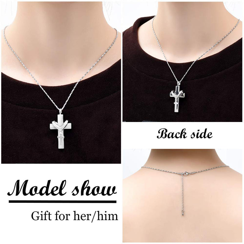 [Australia] - Yinplsmemory Cross Cremation Necklace Urn Pendant for Ashes Papa Memorial Ashes Keepsake Jewelry clear 