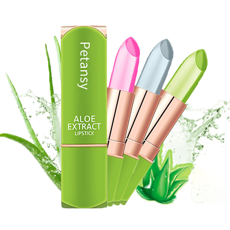 [Australia] - Petansy 3 Packs Aloe Vera Lipstick , Lips Moisturizer Long Lasting Nutritious Lip Balm Magic Temperature Color Change Lip Gloss-Set(A) 