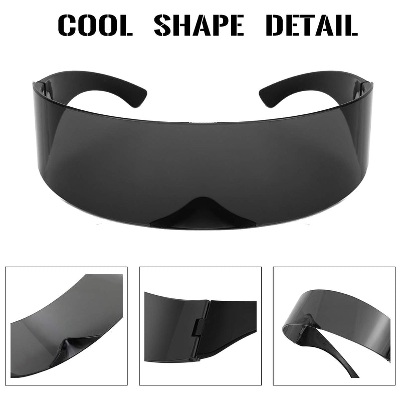 [Australia] - FEISEDY Futuristic Cyclops Cyber Punk Sunglasses Men Women Visor Futuristic Style Cosplay B2740 Black 70 Millimeters 
