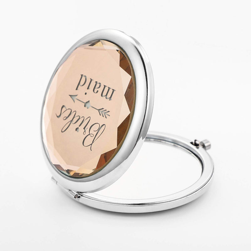 [Australia] - SFHMTL Pack of 7 Compact Pocket Makeup Mirrors Set Include 1 Bride Mirror 1 Maid of Honor Mirror 1 Matron of Honor Mirror and 4 Bridesmaid Mirrors Wedding Bridesmaid Proposal Gifts (Champagne) Champagne 