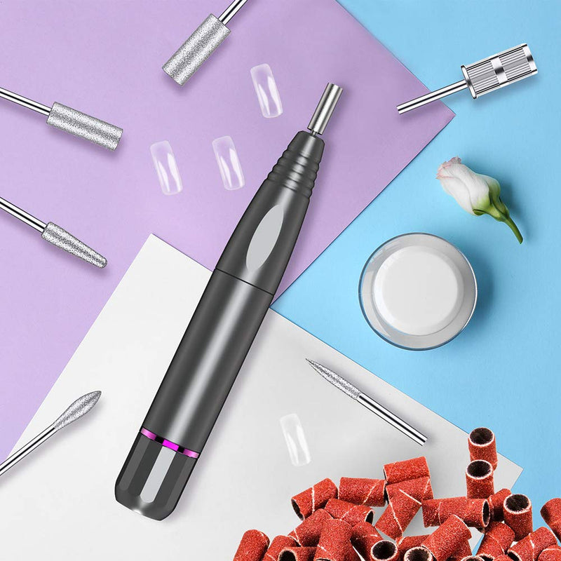 [Australia] - Electric Nail Drill, Portable Acrylic Nail Kit Machine, Nail File for Acrylic, Gel Nails, Manicure Pedicure Polishing Shape Tools Design for Home Salon Use grey 