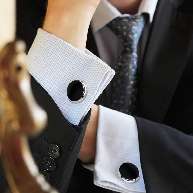 [Australia] - Rovtop Cufflinks and Studs Set for Tuxedo Shirts Business Wedding Round Cufflinks 