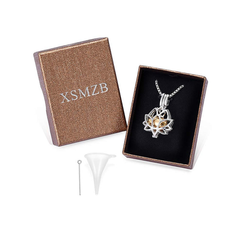 [Australia] - XSMZB Cremation Jewelry for Ashes Lotus Flower Urn Necklace Stainless Steel Hollow Pendant Locket Memorial Keepsake Ashes Necklace Gold-1 