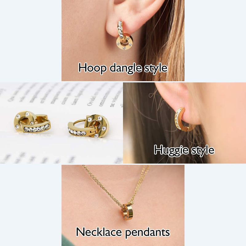 [Australia] - KLKE Gold Hoop Earrings for Women, Brilliant Crystal Huggie Earrings for Girls Sensitive Ears Sleeper Earrings 14K Gold Plated Stainless Steel 
