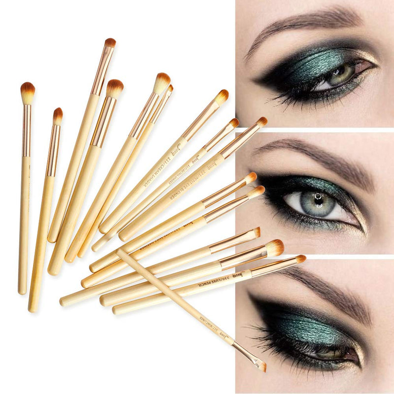 [Australia] - Jessup Eye Makeup Brushes Set, Premium Synthetic Eyeshadow Blending Concealer Eyebrow Eyeliner Brush, 15pcs Labeled Bamboo Make Up Brushes T137 