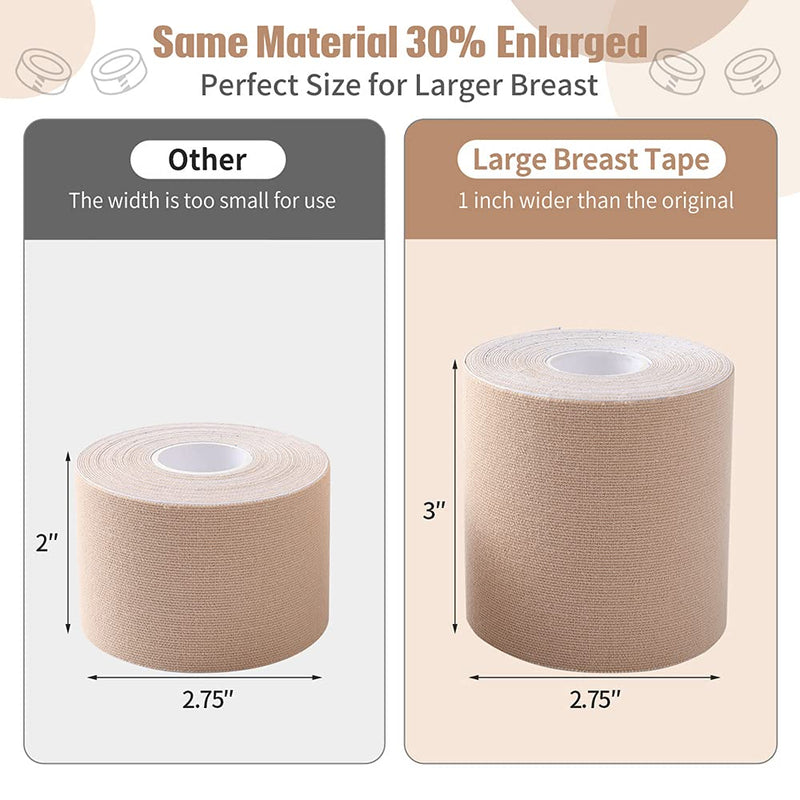 [Australia] - Okela XL Breast Lift Tape for Large Breast, Breathable Boobytape for Breast Lift Bob Lift Tape Athletic Tap ewith Reusable Breast Covers Beige 