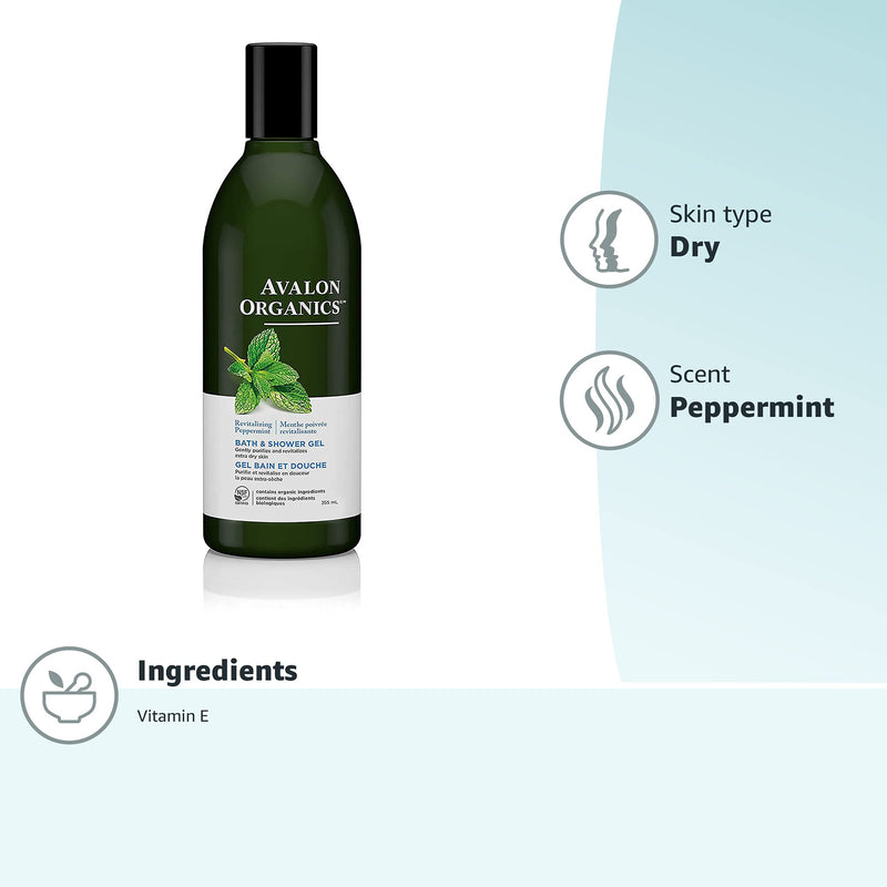 [Australia] - Avalon Organics Bath & Shower Gel, Revitalizing Peppermint, 12 Oz 