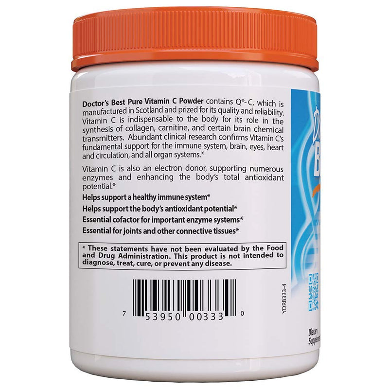 [Australia] - Doctor's Best Vitamin C Powder with Quali-C, Healthy Immune System, Brain, Eyes, Heart and Circulation, Joints, Sourced from Scotland, 250G, 8.8 Ounce (Pack of 1) 