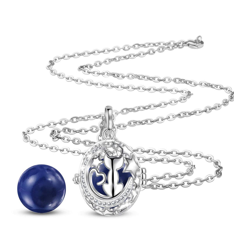 [Australia] - Harmony Ball Pregnancy Bola Necklace, AEONSLOVE Cat Stars Harmony Ball Locket Music Angel Chime Caller Bell 18mm Mexican Bola Wishing Balls Pendant Necklaces Best Jewellery Gift for Pregnancy Mom Baby Navy 