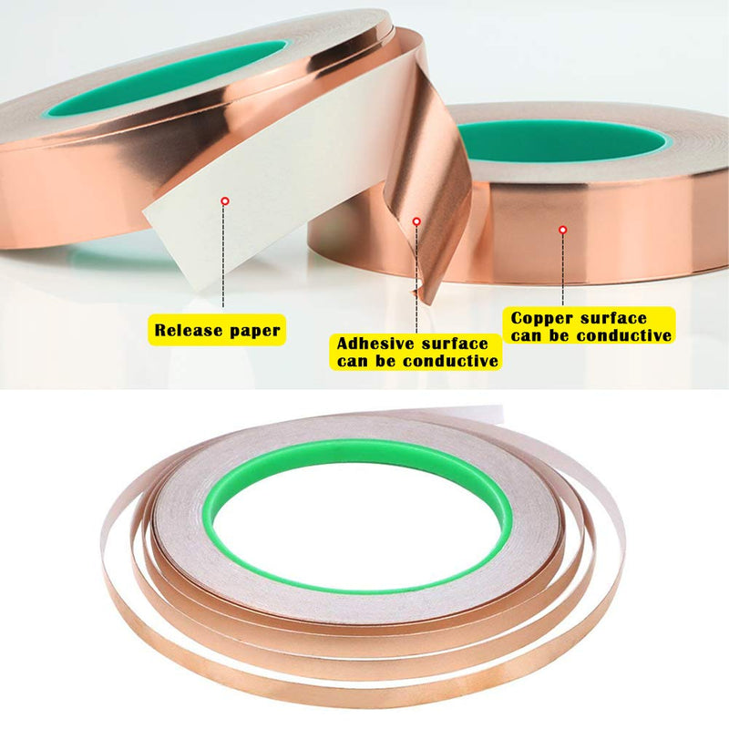 [Australia] - 4 Pack Copper Foil Tape,Copper Tape Double-Sided Conductive Adhesive for EMI Shielding,Paper Circuits,Electrical Repairs,Grounding(1/8"x21.9yards) 