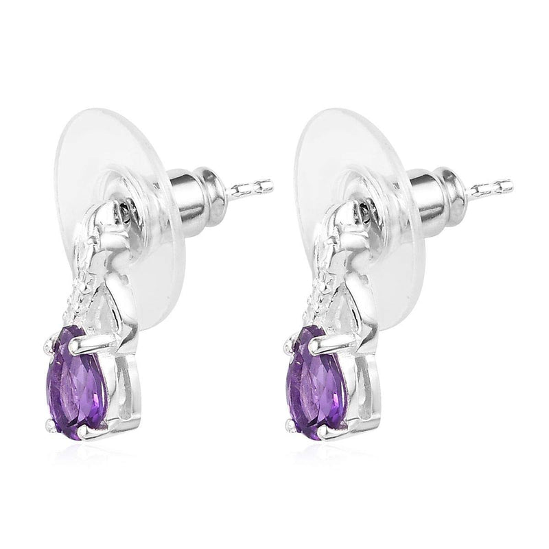 [Australia] - Shop LC Delivering Joy 925 Sterling Silver Dangle Drop Earrings Chain Pendant Necklace Jewelry Set for Women 20''(Amethyst/Garnet/Citrine/Topaz/Tourmaline) Amethyst 