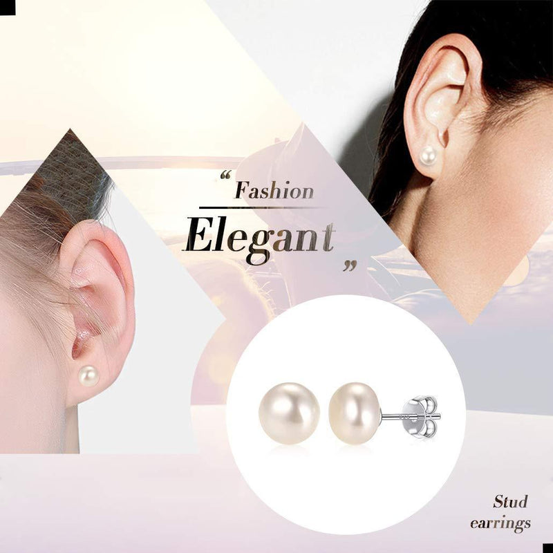 [Australia] - Silvora Freshwater Cultured Pearls Stud Earrings 925 Sterling Silver Baroque Earrings for Women, Elegant Engagement Wedding Jewelry (Send Gift Box) 01. 8mm 