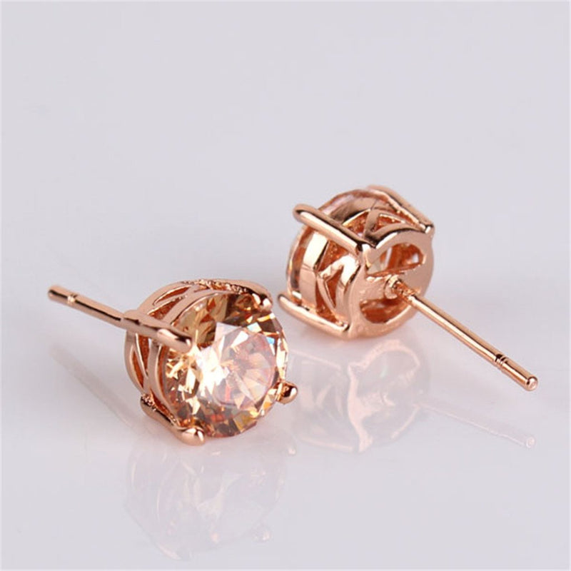 [Australia] - GULICX Rose Gold Tone Yellow Crystal Royal Journey Jewelry Eternity Stud Earring 