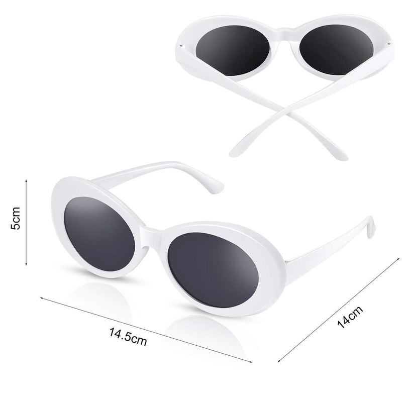 [Australia] - Clout Sunglasses Retro Oval Goggle Fancy Dress Costume Men Women Glasses White 