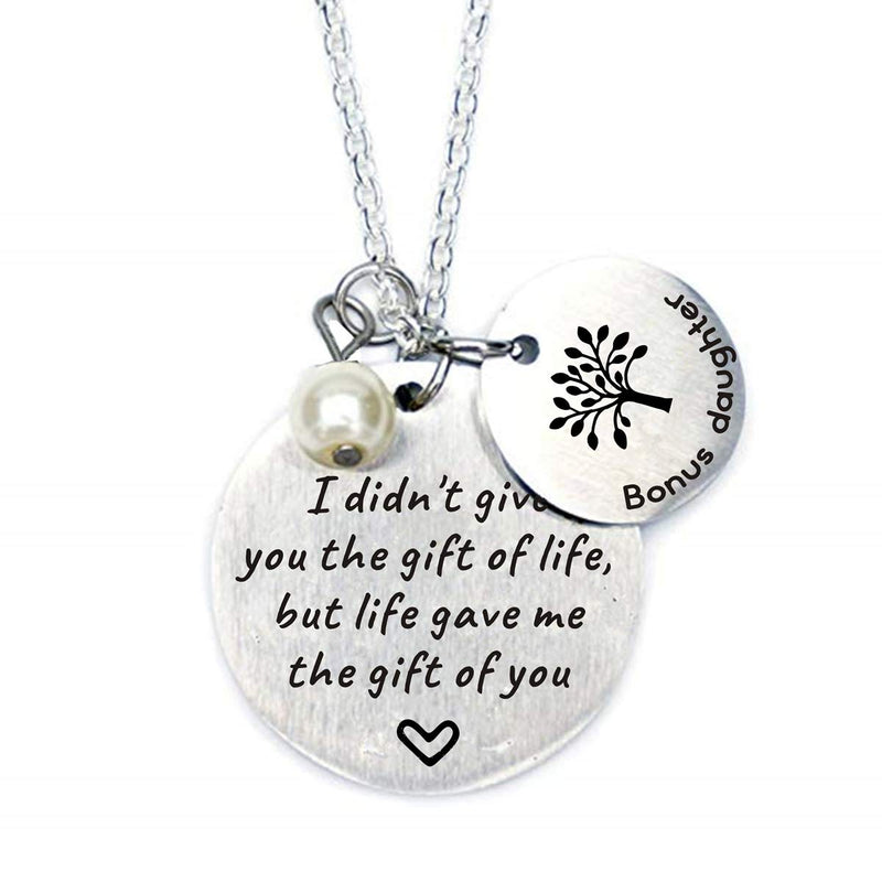 [Australia] - Stepdaughter Gift - I Didn't Give You the Gift of Life But Life Gave Me the Gift of You - Family Tree Pendant Necklace Step Daughter Gifts from Stepmom or Stepdad 