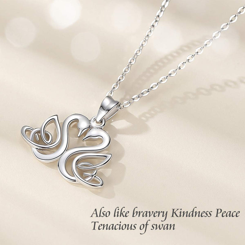 [Australia] - Eusense Sterling Silver Swans Necklace Pendant Infinity Love Necklaces Birthday Jewelry Gifts with 18'' Chain for Women Girls 