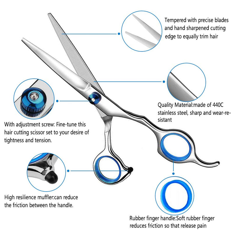 [Australia] - Hair Cutting Scissors, Haircut Scissors Kit Thinning Shears Kit for Home, Barber, Salon Silver 