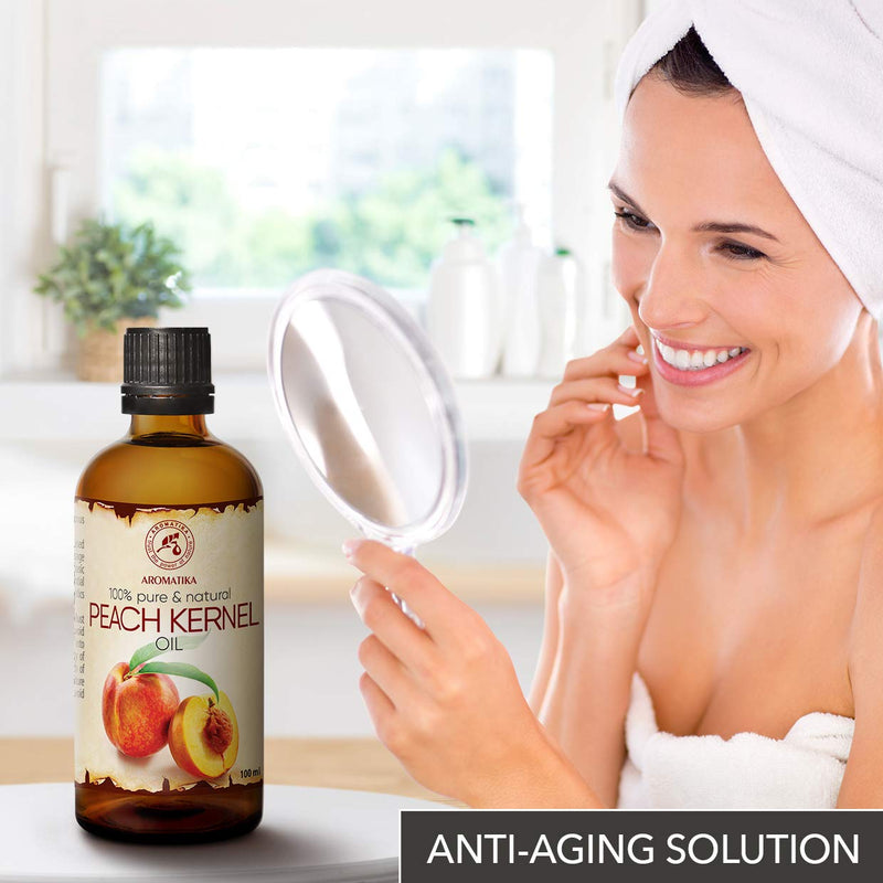 [Australia] - Peach Oil 100ml - Prunus Persica Kernel Oil - Italy - 100% Pure & Natural Oil - for Beauty - Relaxing - Massage - Wellness - Cosmetics - Good for Skin - Hair - Body - Face Care 