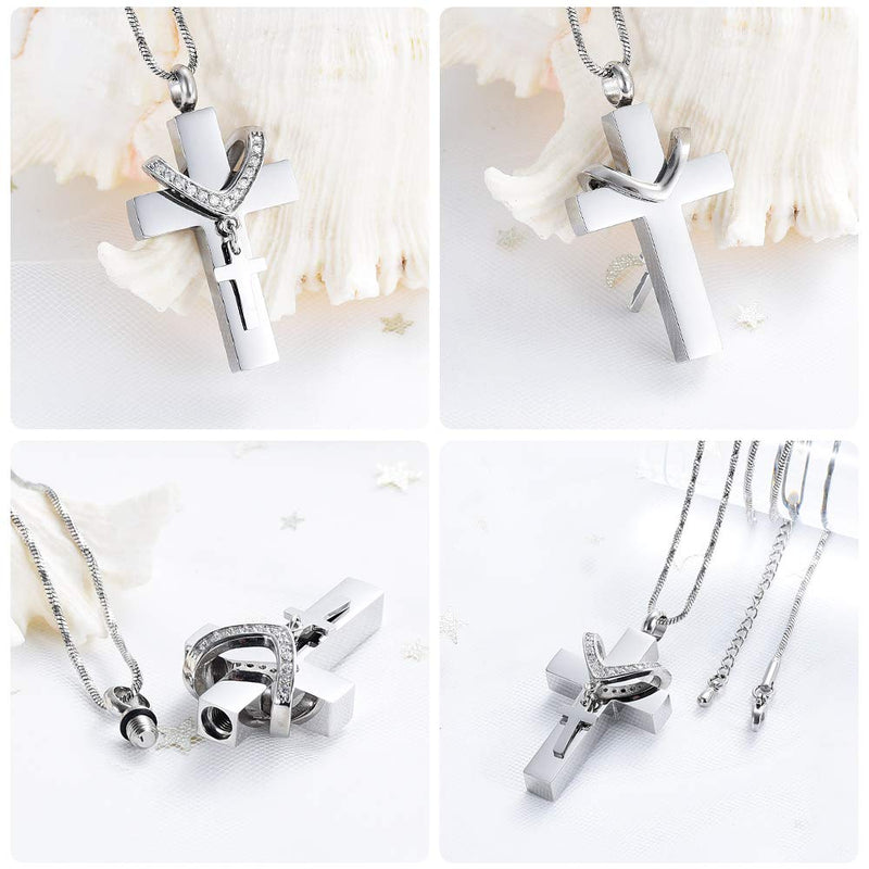 [Australia] - Yinplsmemory Cross Cremation Necklace Urn Pendant for Ashes Papa Memorial Ashes Keepsake Jewelry clear 