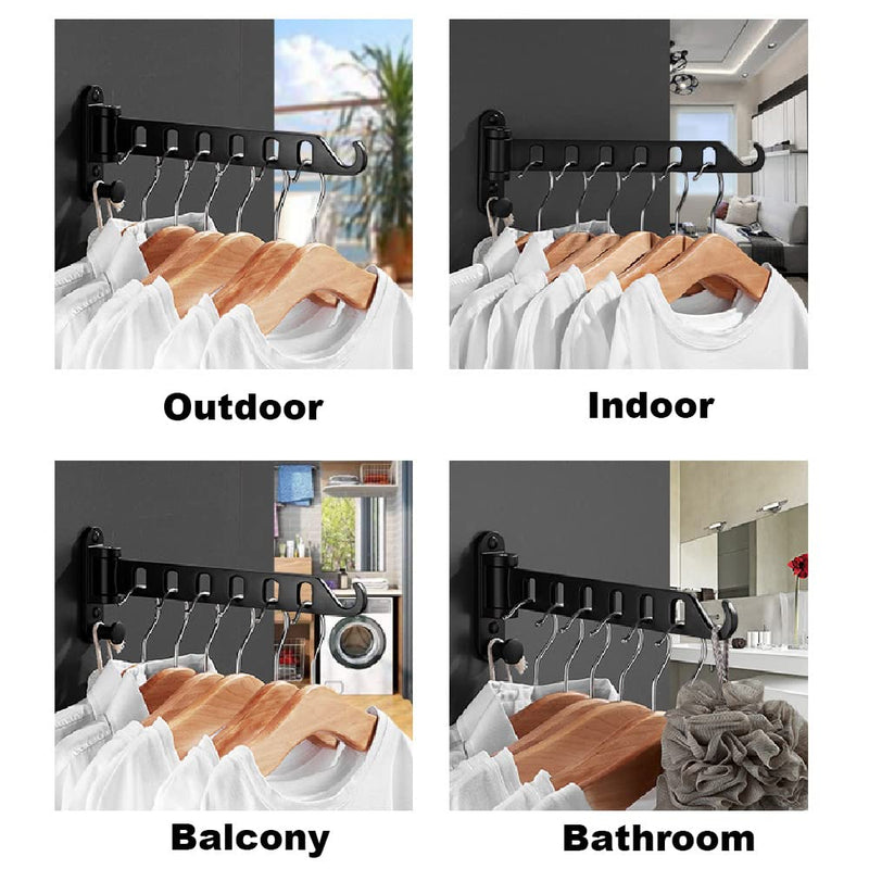 [Australia] - Lxoraziy Wall Mounted Clothes Hanger, Foldable Wall Clothes Airer, 180° Swivel Hanger, Wall Hook with Screw, for Laundry, Bathroom, Utility Room, Bedroom 